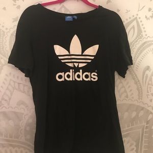 Adidas black t-shirt with white writing
